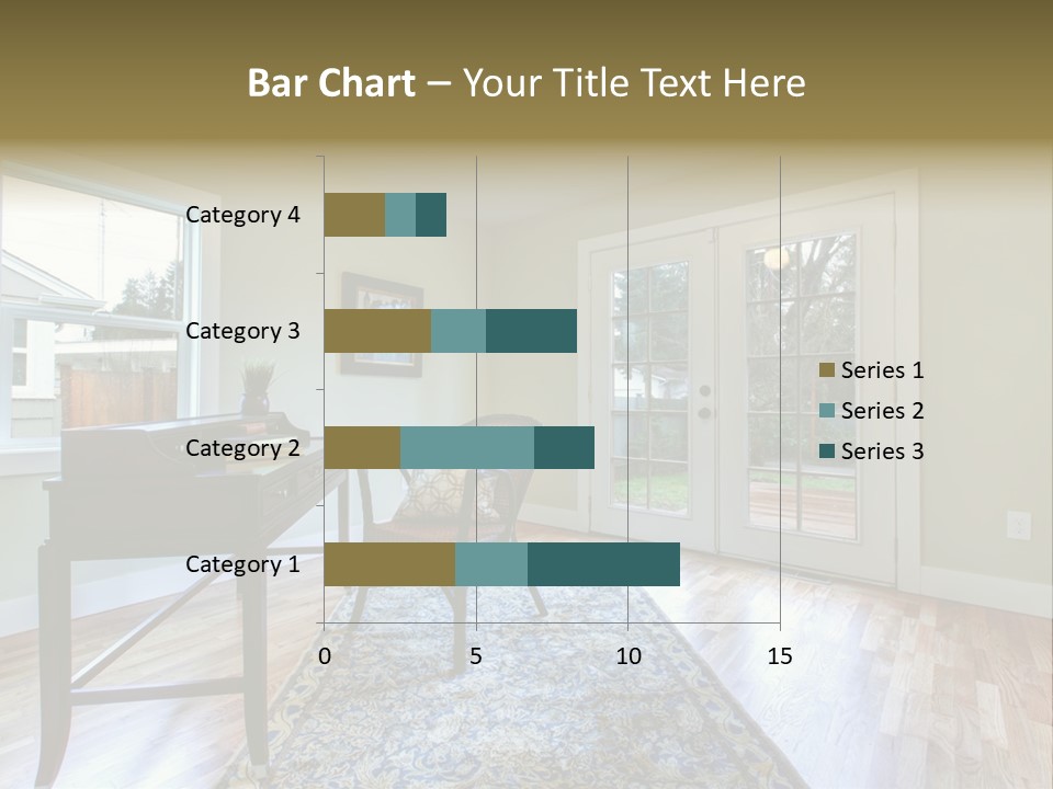A Living Room With A Piano And A Chair PowerPoint Template