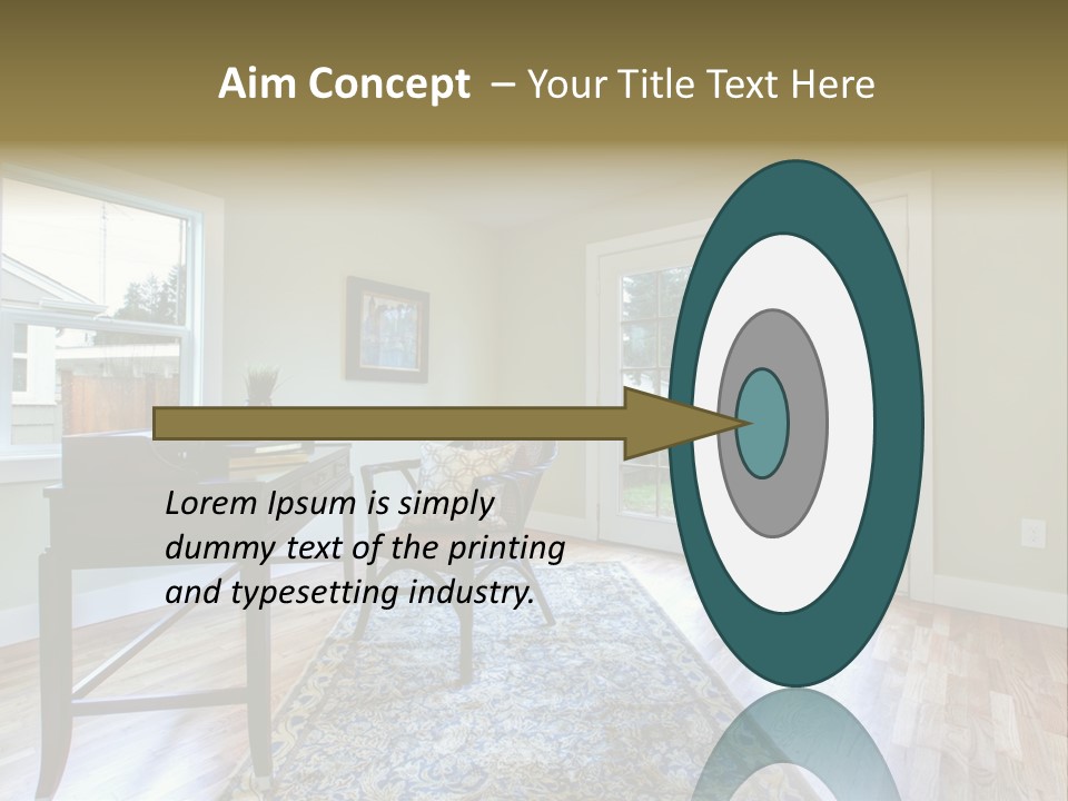 A Living Room With A Piano And A Chair PowerPoint Template