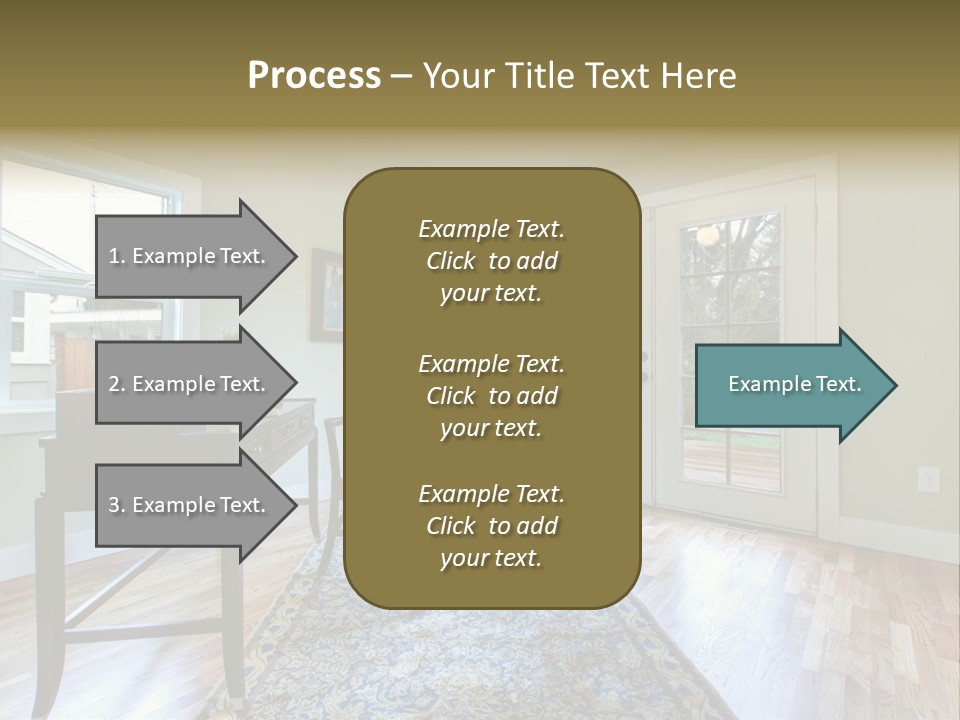 A Living Room With A Piano And A Chair PowerPoint Template