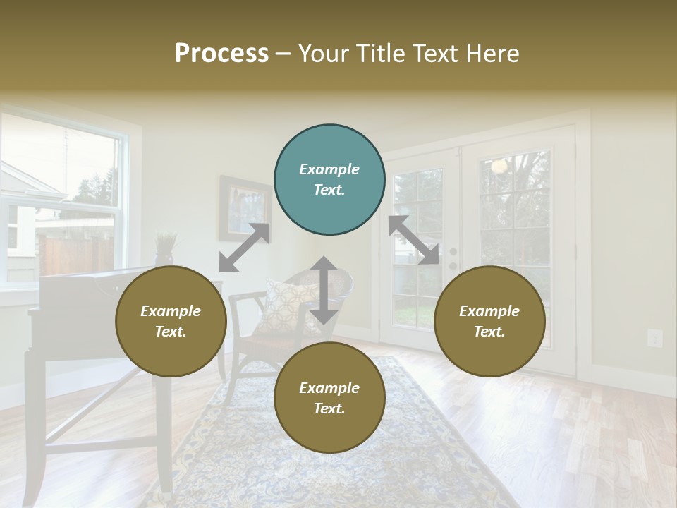 A Living Room With A Piano And A Chair PowerPoint Template