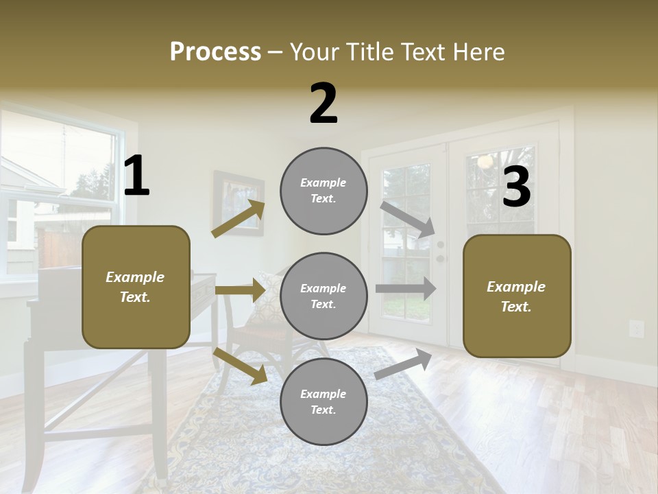 A Living Room With A Piano And A Chair PowerPoint Template