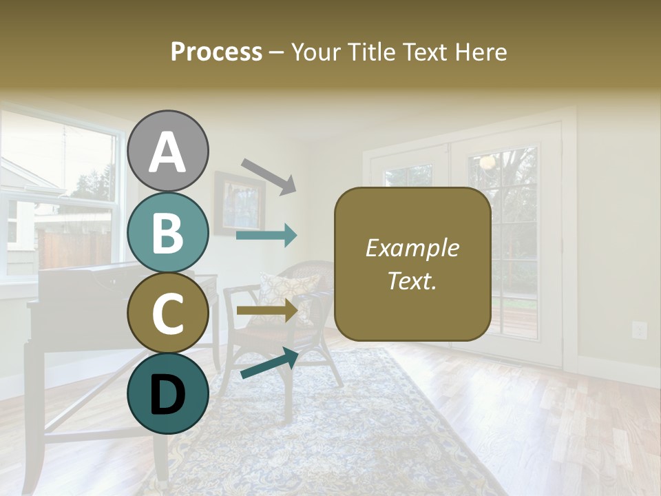 A Living Room With A Piano And A Chair PowerPoint Template