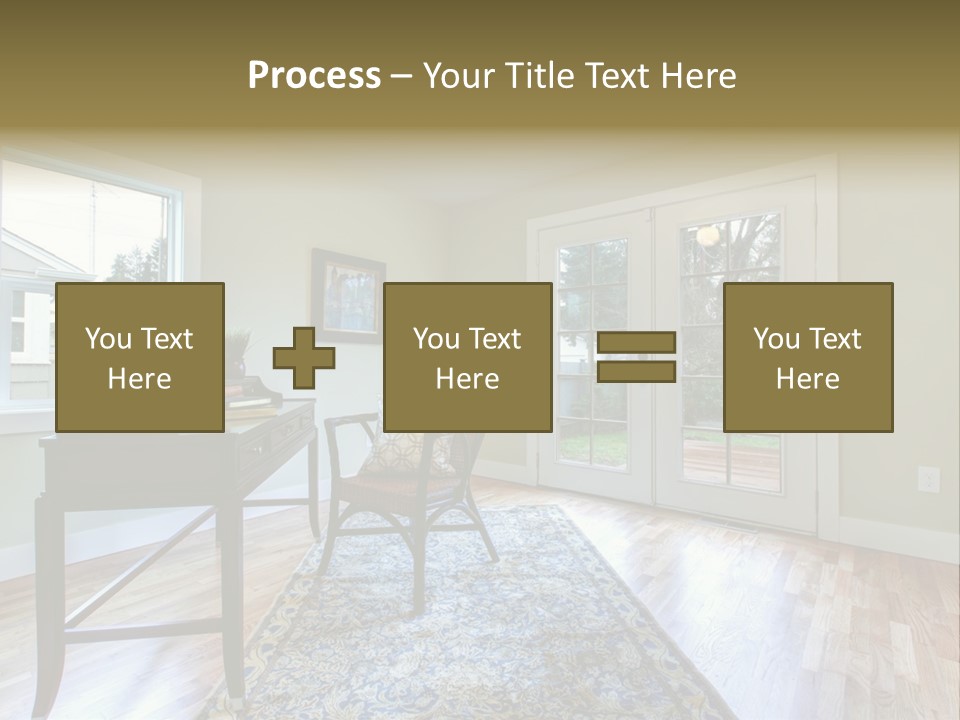 A Living Room With A Piano And A Chair PowerPoint Template