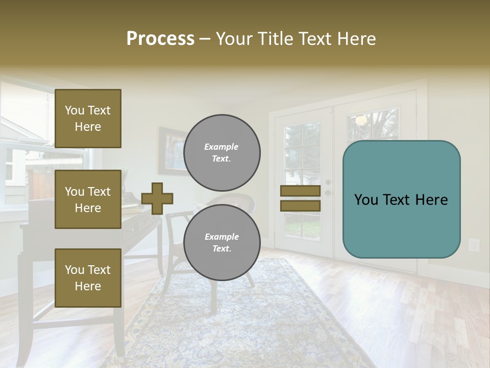 A Living Room With A Piano And A Chair PowerPoint Template