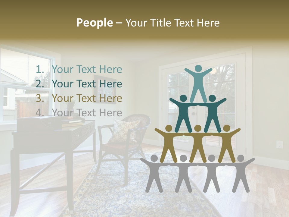 A Living Room With A Piano And A Chair PowerPoint Template