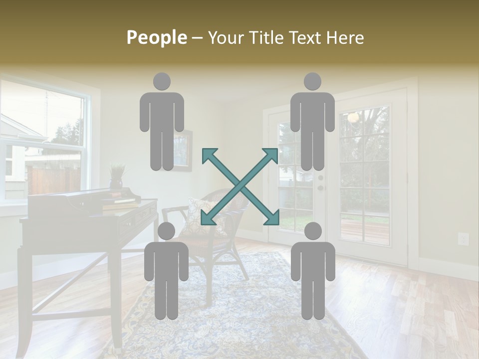 A Living Room With A Piano And A Chair PowerPoint Template