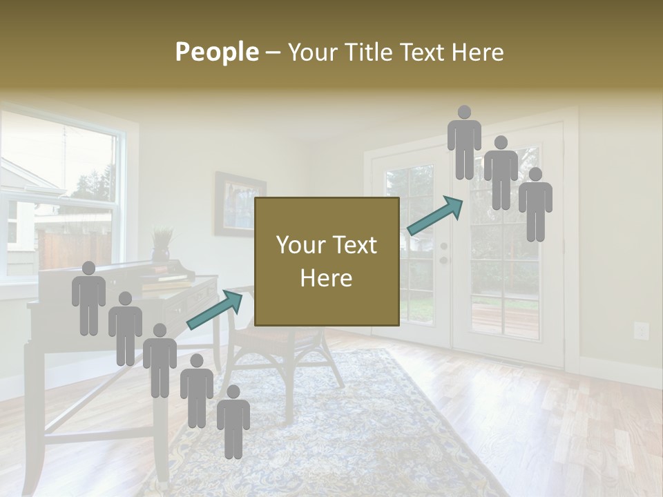A Living Room With A Piano And A Chair PowerPoint Template