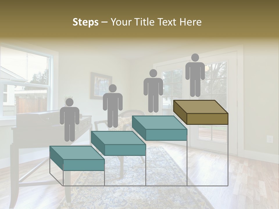 A Living Room With A Piano And A Chair PowerPoint Template