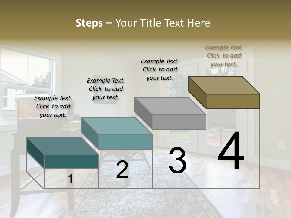 A Living Room With A Piano And A Chair PowerPoint Template