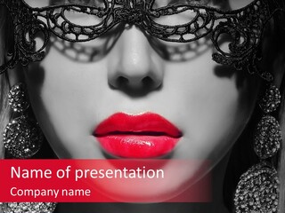 A Woman Wearing A Mask And Red Lipstick PowerPoint Template