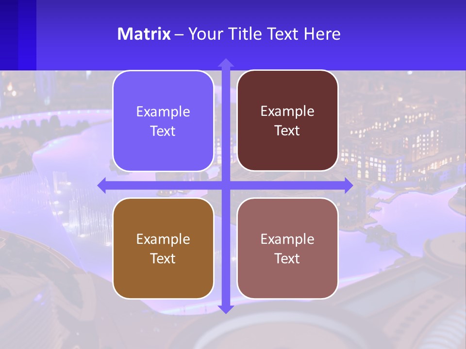 A Model Of A City At Night With A Fountain PowerPoint Template