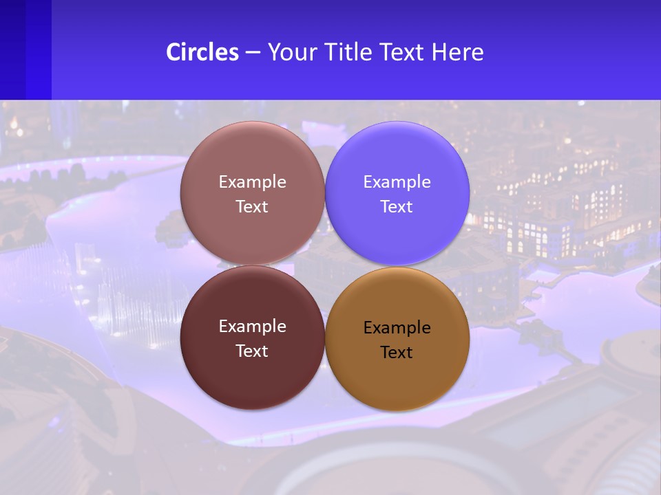 A Model Of A City At Night With A Fountain PowerPoint Template