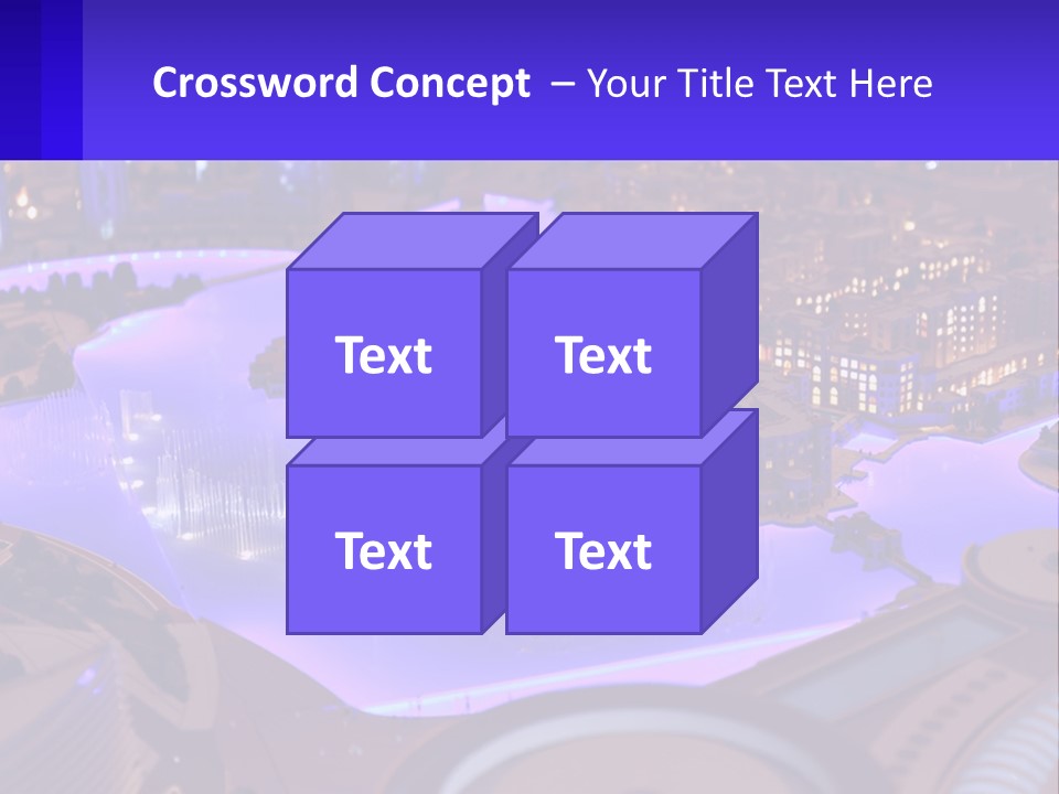 A Model Of A City At Night With A Fountain PowerPoint Template