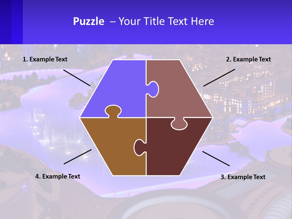A Model Of A City At Night With A Fountain PowerPoint Template
