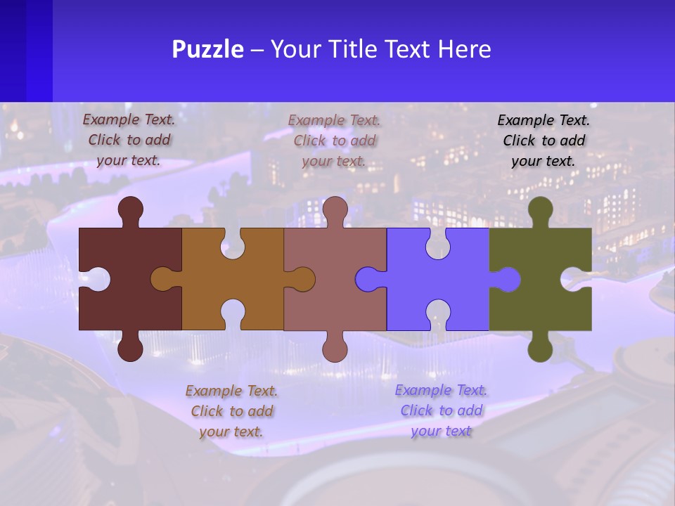 A Model Of A City At Night With A Fountain PowerPoint Template