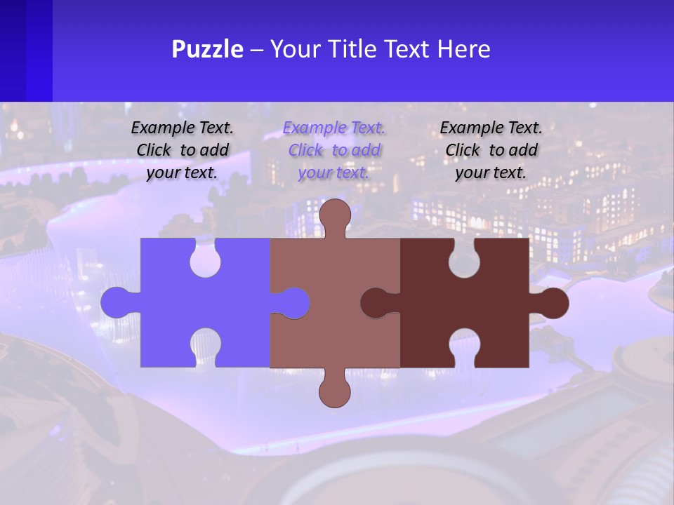 A Model Of A City At Night With A Fountain PowerPoint Template