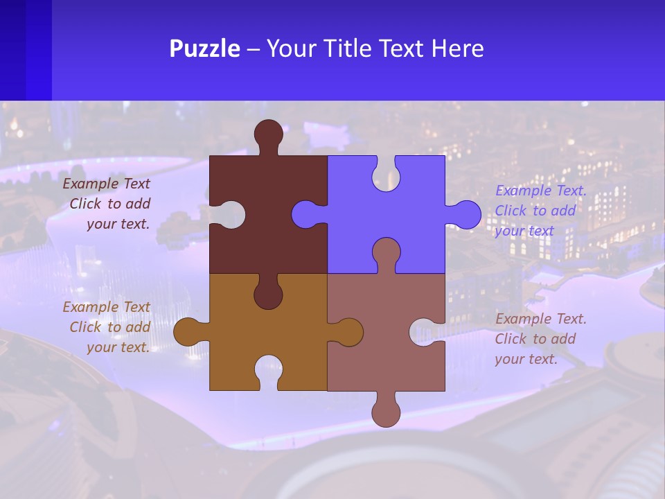 A Model Of A City At Night With A Fountain PowerPoint Template