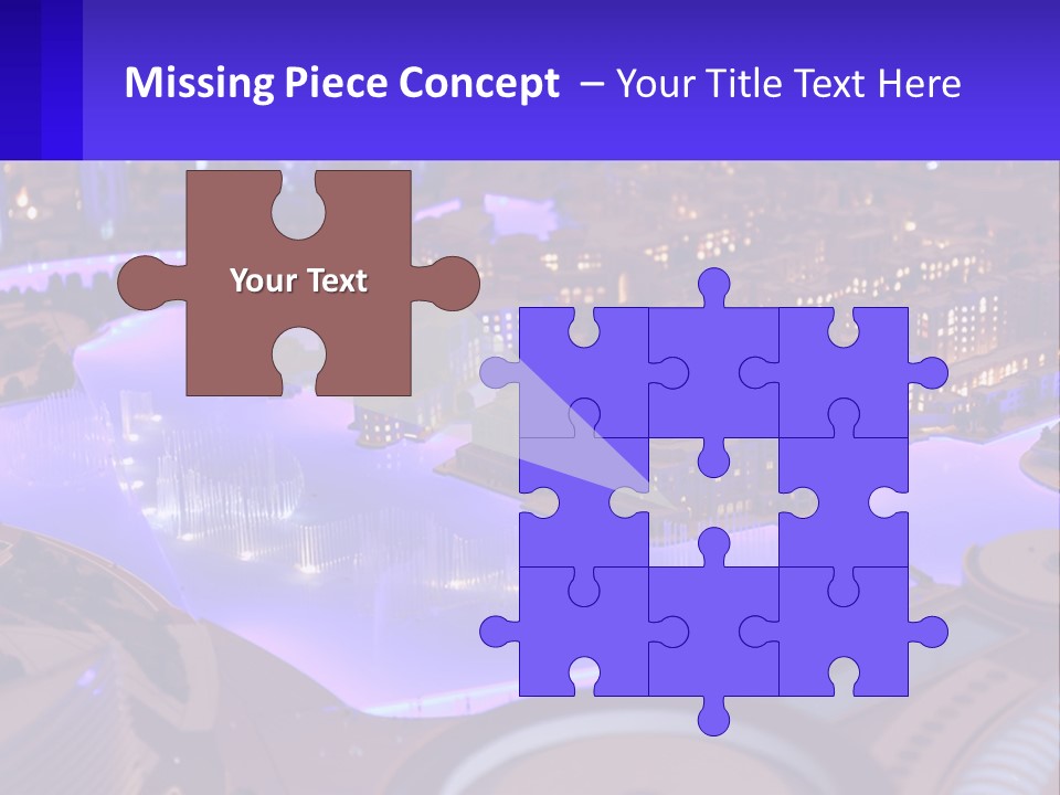 A Model Of A City At Night With A Fountain PowerPoint Template