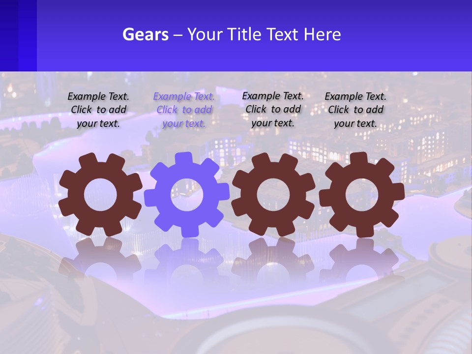 A Model Of A City At Night With A Fountain PowerPoint Template