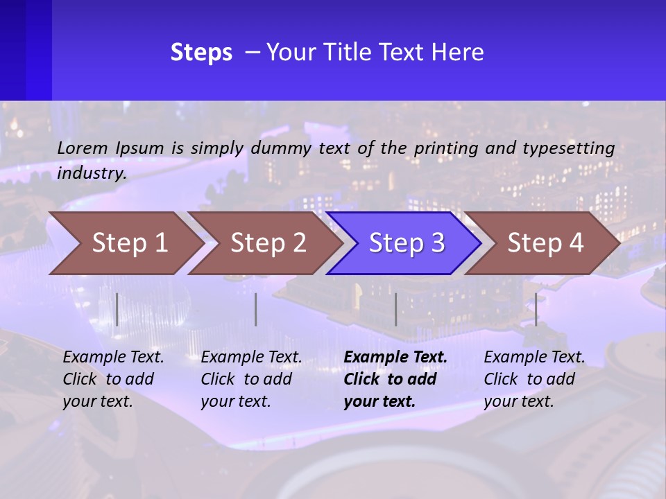 A Model Of A City At Night With A Fountain PowerPoint Template