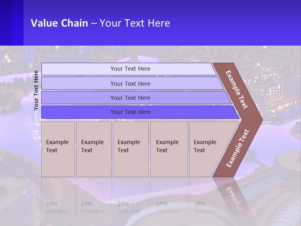 A Model Of A City At Night With A Fountain PowerPoint Template