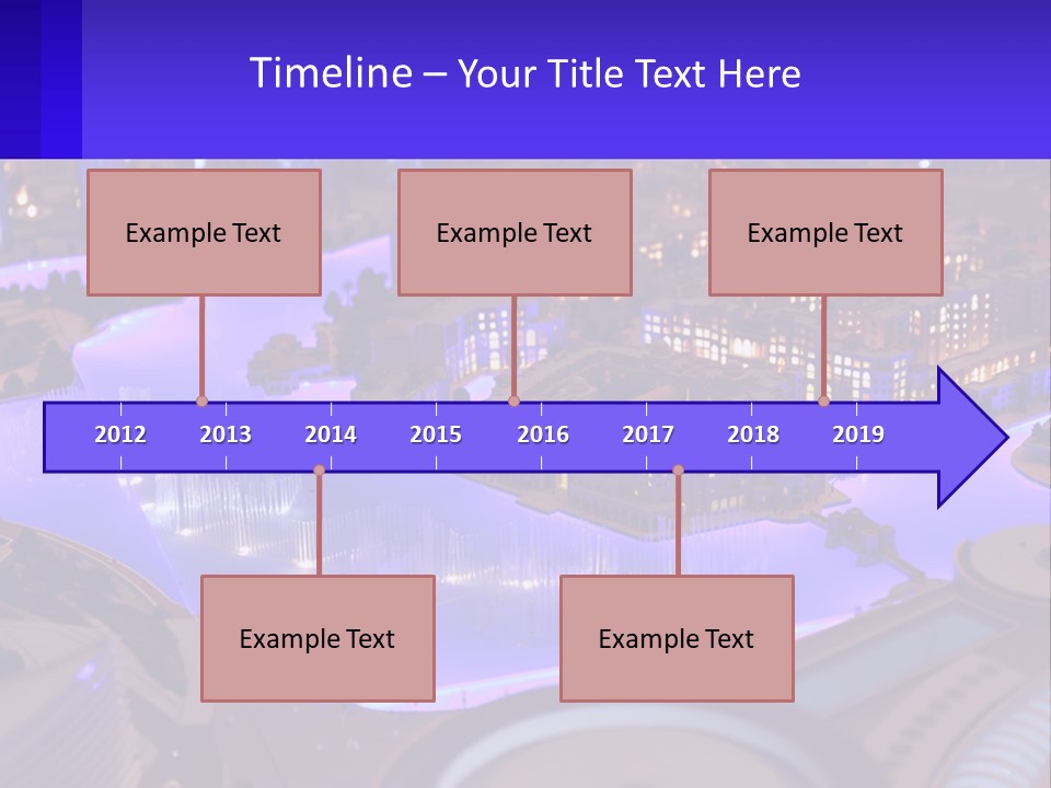 A Model Of A City At Night With A Fountain PowerPoint Template
