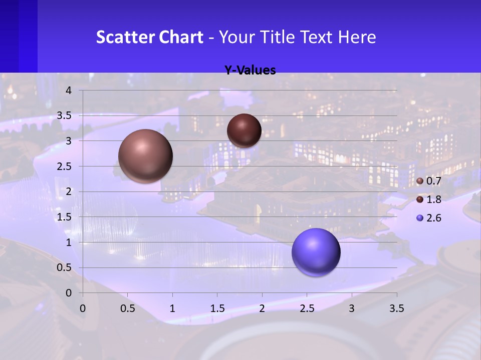 A Model Of A City At Night With A Fountain PowerPoint Template
