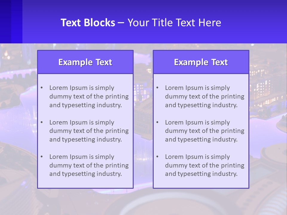A Model Of A City At Night With A Fountain PowerPoint Template