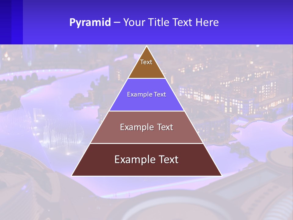 A Model Of A City At Night With A Fountain PowerPoint Template