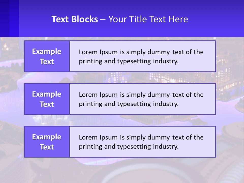 A Model Of A City At Night With A Fountain PowerPoint Template