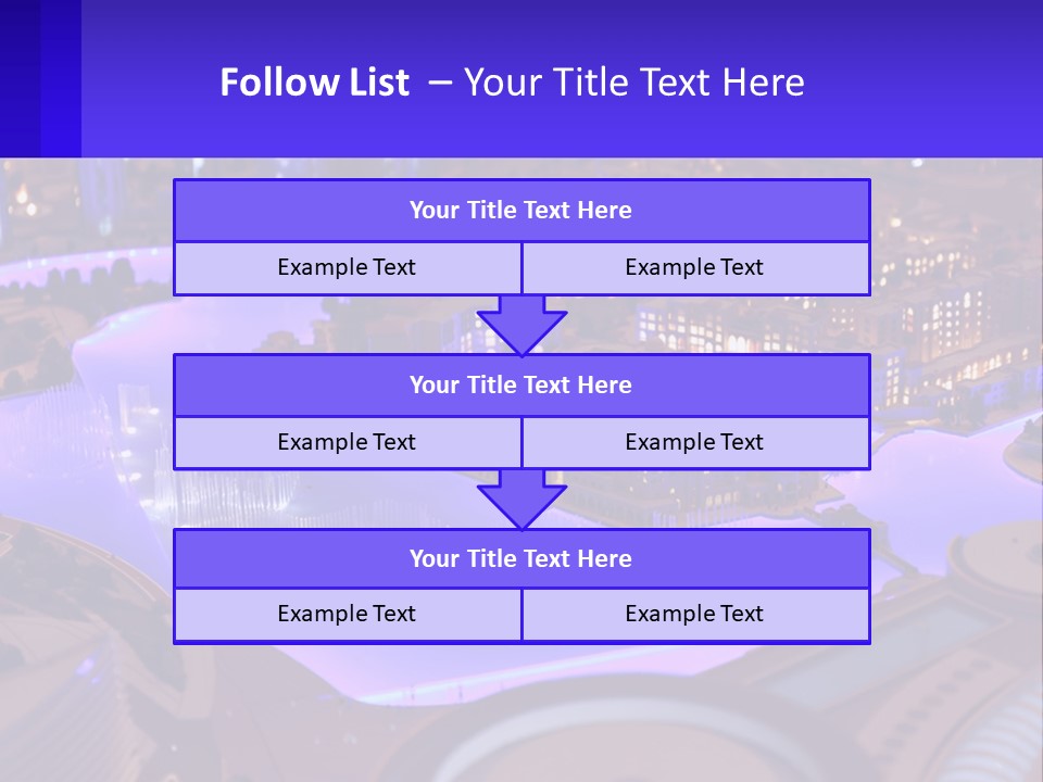 A Model Of A City At Night With A Fountain PowerPoint Template