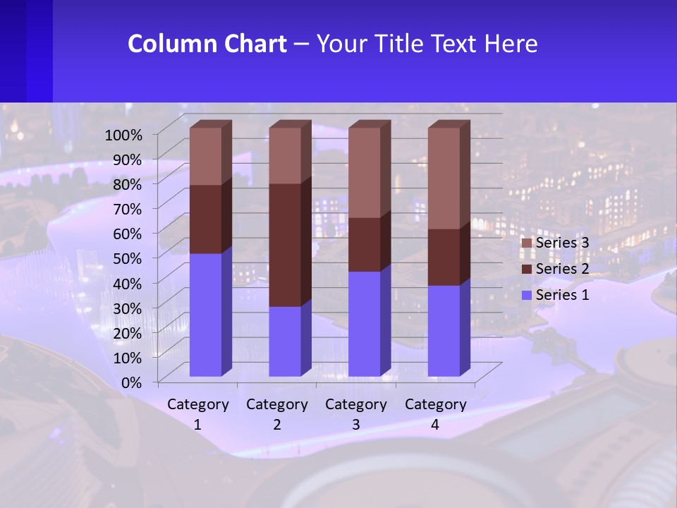 A Model Of A City At Night With A Fountain PowerPoint Template