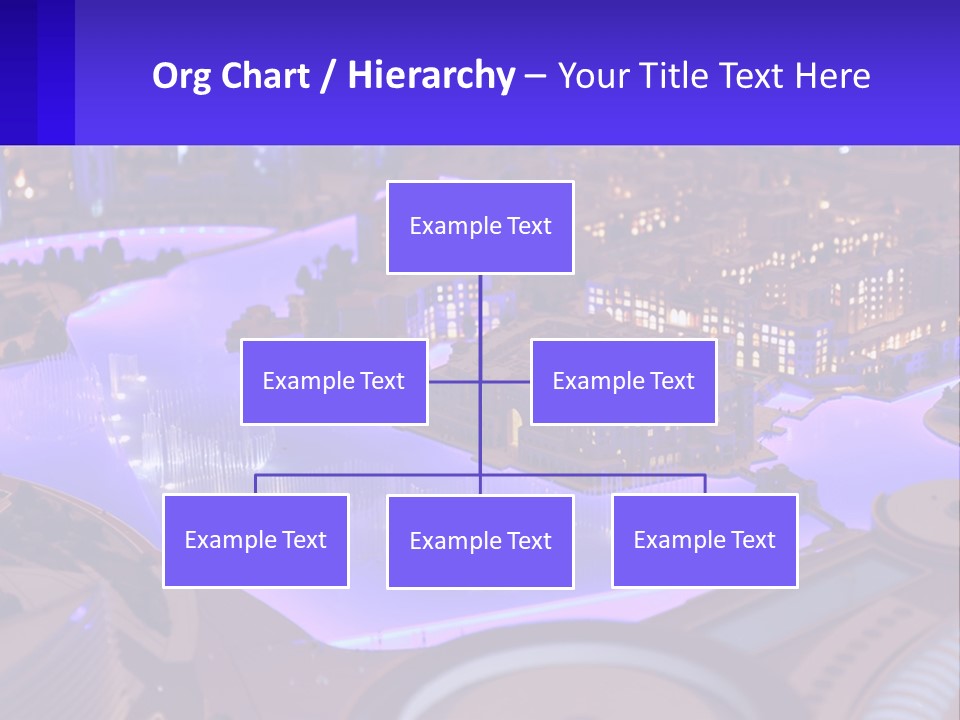 A Model Of A City At Night With A Fountain PowerPoint Template