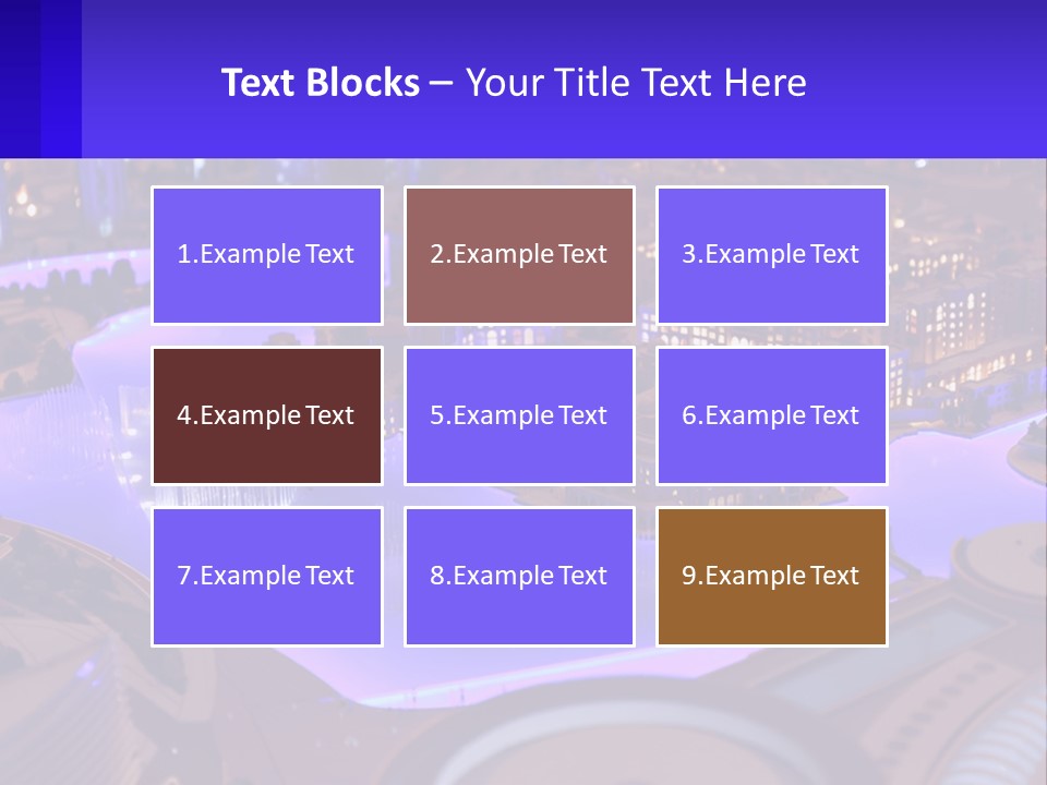 A Model Of A City At Night With A Fountain PowerPoint Template