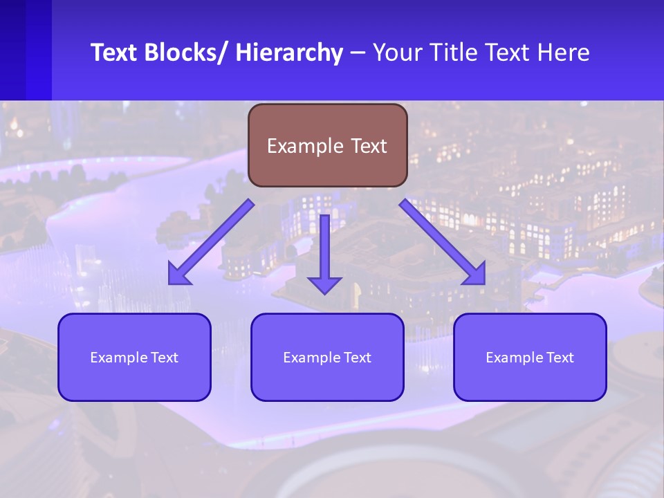 A Model Of A City At Night With A Fountain PowerPoint Template