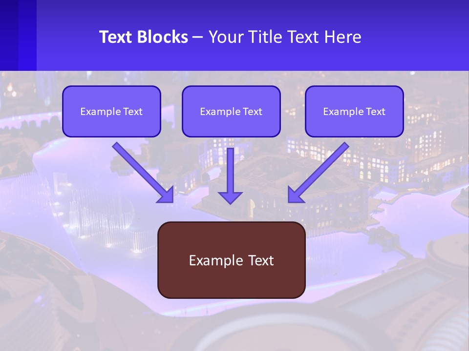 A Model Of A City At Night With A Fountain PowerPoint Template
