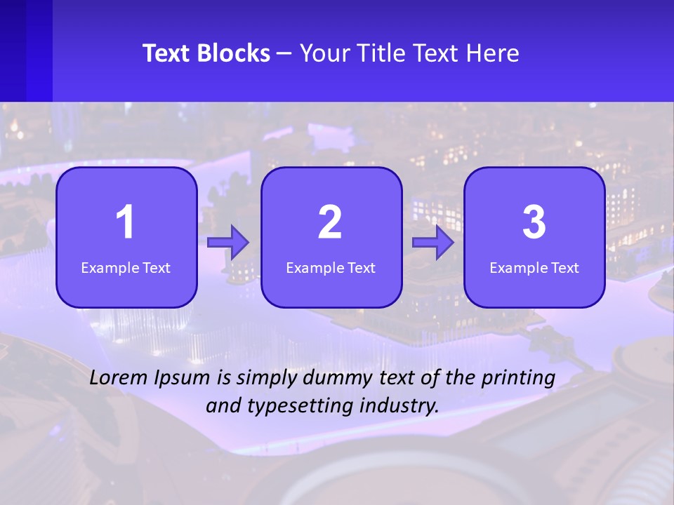 A Model Of A City At Night With A Fountain PowerPoint Template