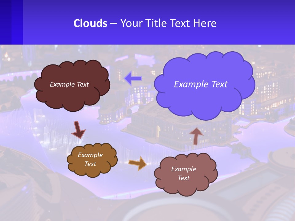 A Model Of A City At Night With A Fountain PowerPoint Template