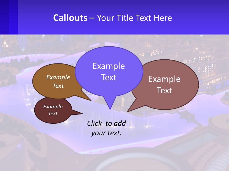 A Model Of A City At Night With A Fountain PowerPoint Template