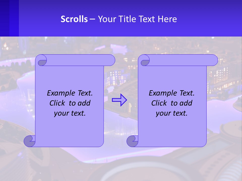 A Model Of A City At Night With A Fountain PowerPoint Template