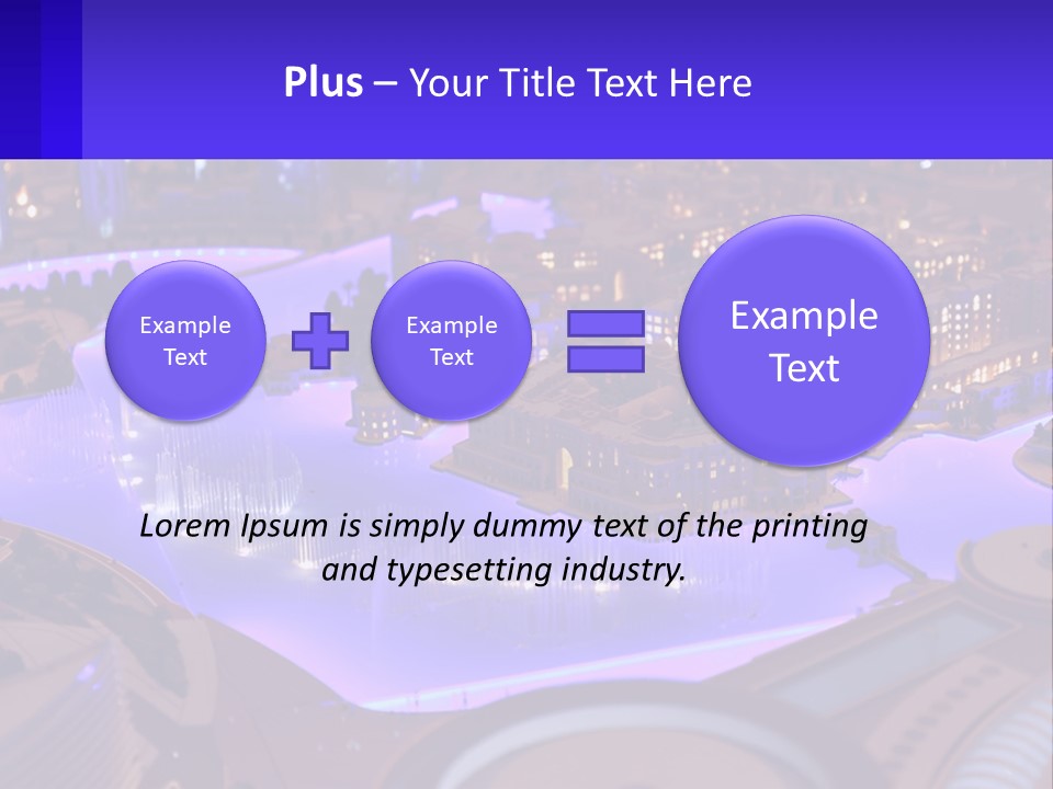 A Model Of A City At Night With A Fountain PowerPoint Template