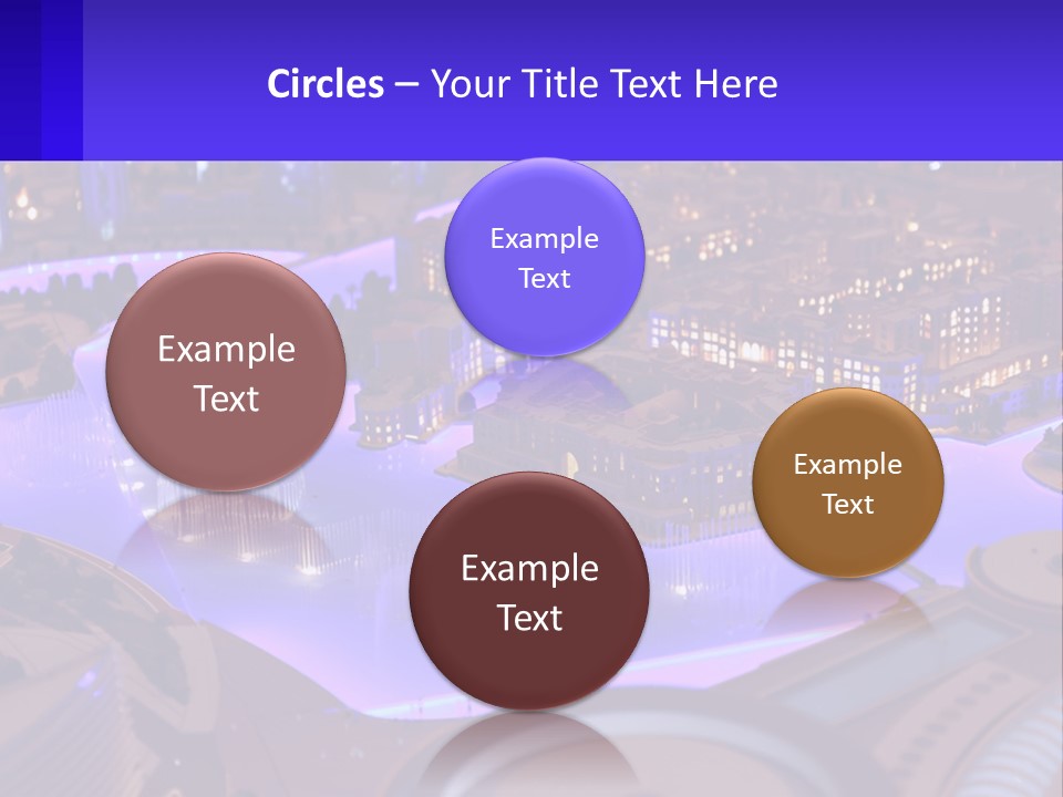 A Model Of A City At Night With A Fountain PowerPoint Template