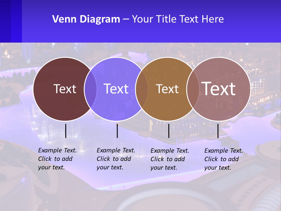 A Model Of A City At Night With A Fountain PowerPoint Template