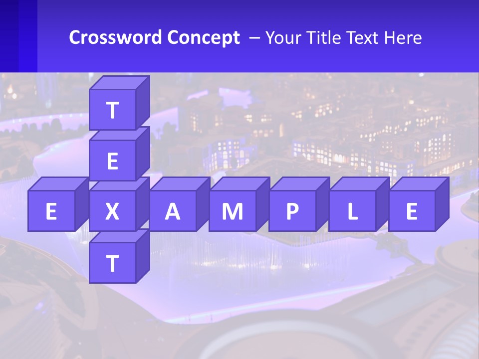 A Model Of A City At Night With A Fountain PowerPoint Template