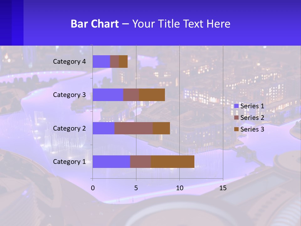 A Model Of A City At Night With A Fountain PowerPoint Template