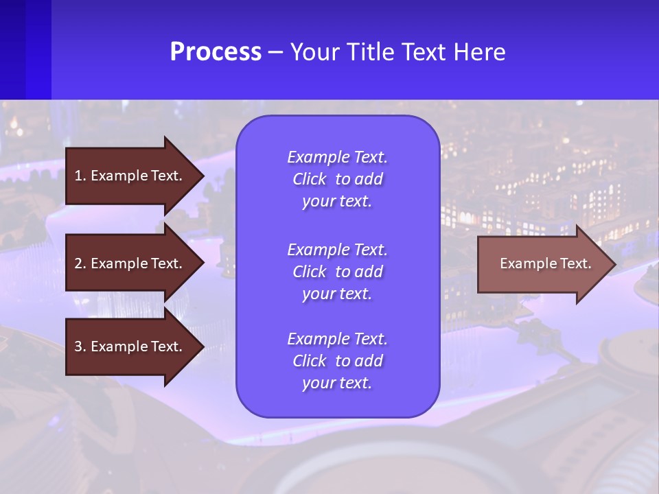 A Model Of A City At Night With A Fountain PowerPoint Template