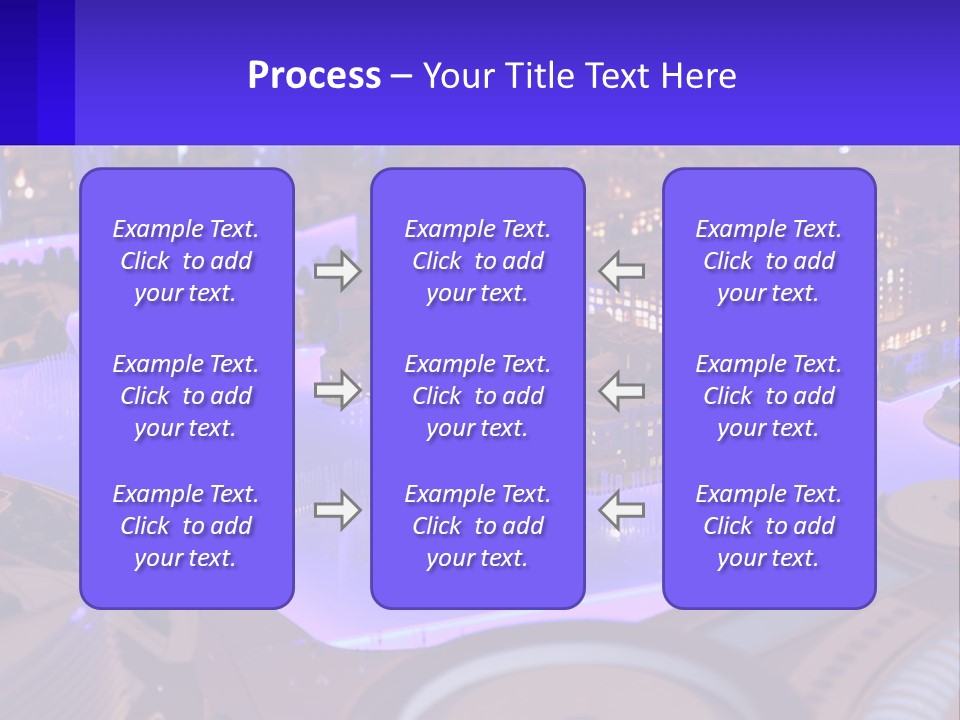 A Model Of A City At Night With A Fountain PowerPoint Template