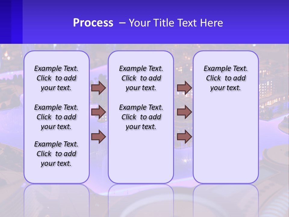 A Model Of A City At Night With A Fountain PowerPoint Template