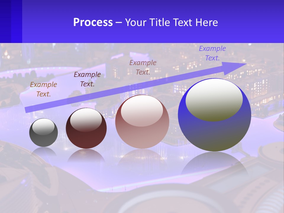 A Model Of A City At Night With A Fountain PowerPoint Template