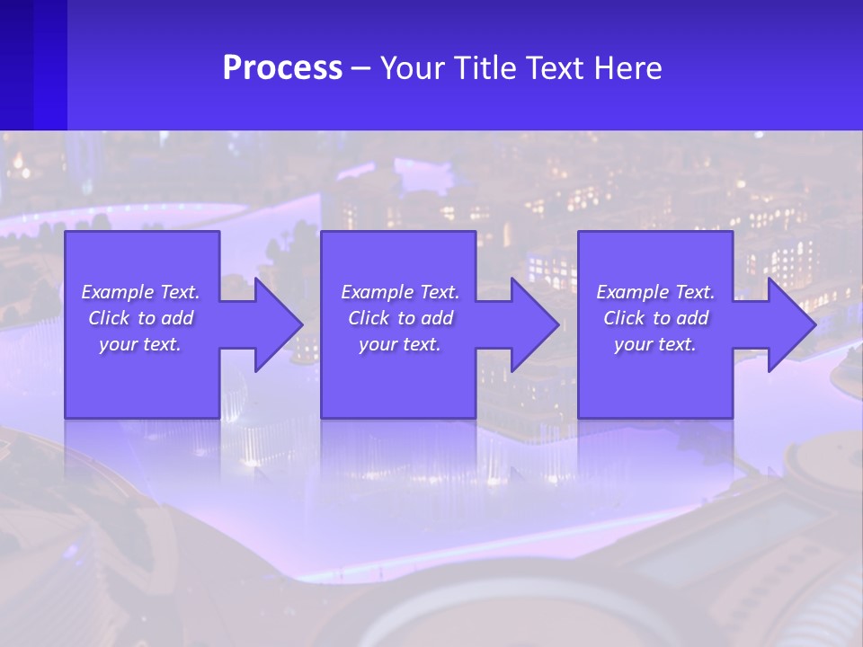 A Model Of A City At Night With A Fountain PowerPoint Template